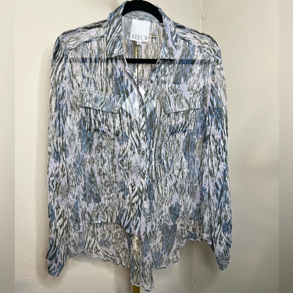 NWT Addison Silk Sheer Hi-Low Blouse